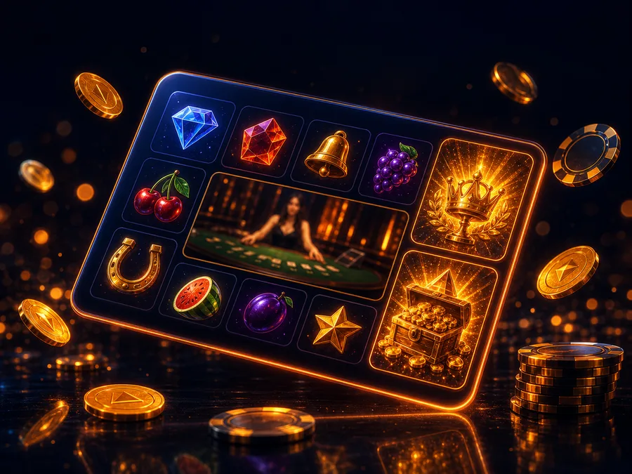 Lobby de jeux de casino en ligne avec machines à sous